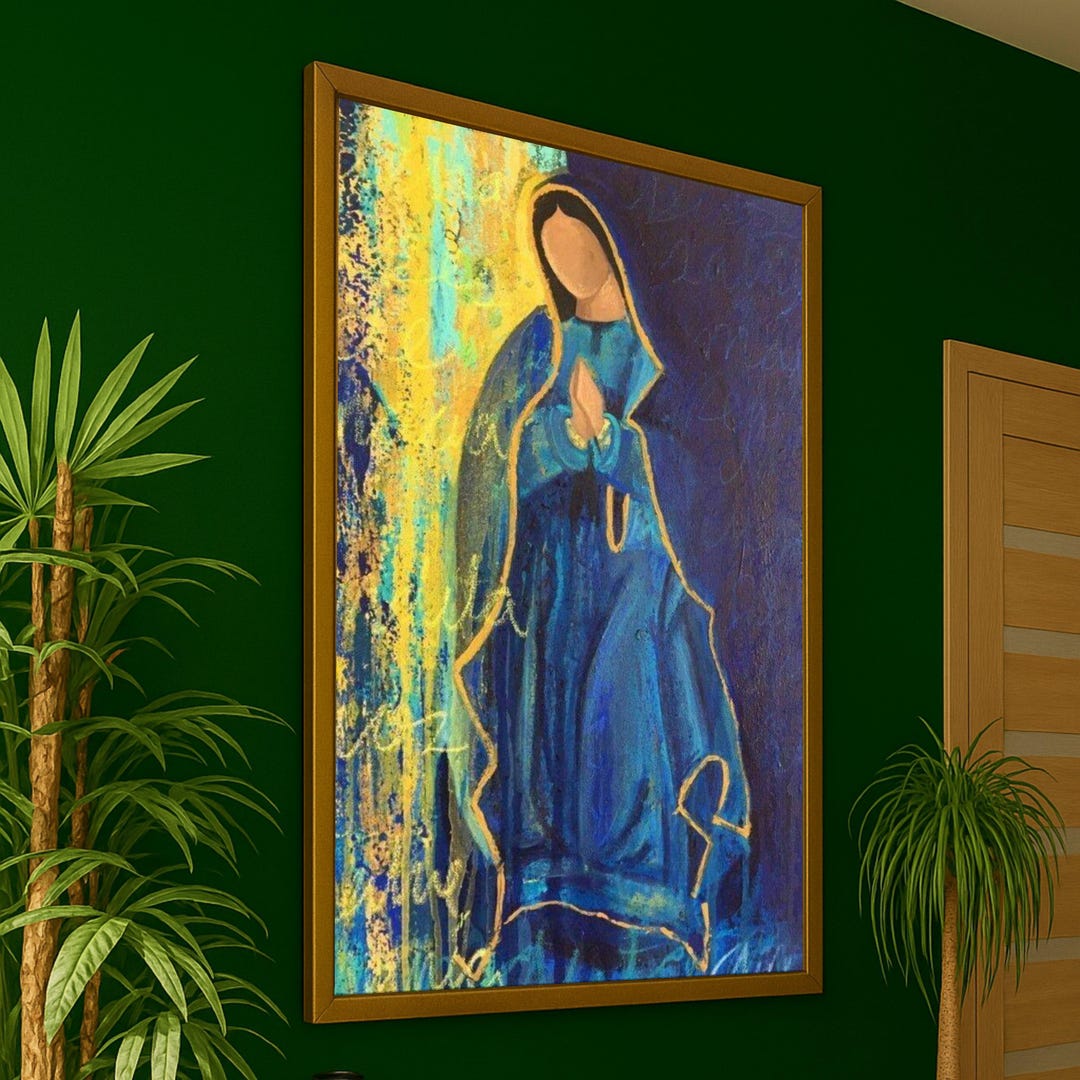 Abstract Mary Canvas Wall Art, Virgin Mary Canvas, Spiritual Prayer ...