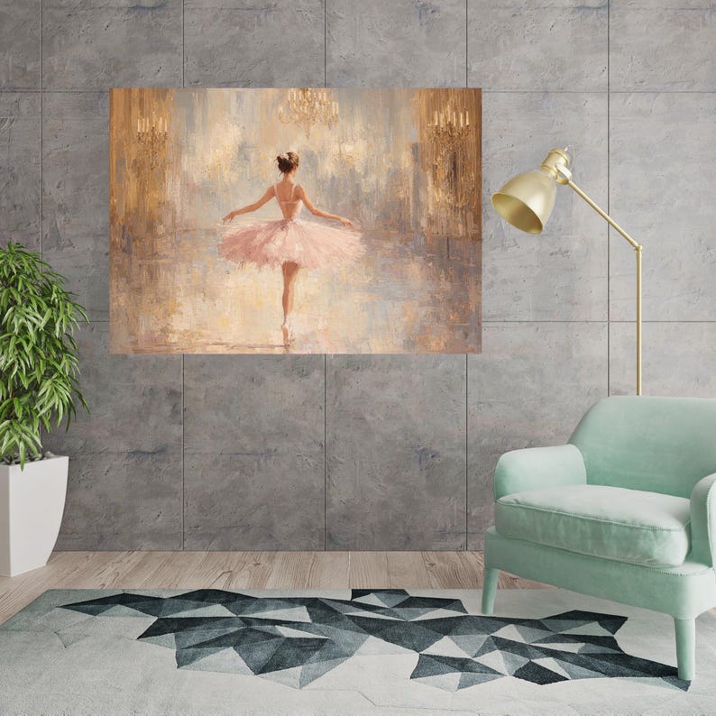 Elegant Ballet Dancer Canvas, Feminine Wall Art Print, Soft Pink Tutu, Scandinavian Wall Art, Nursery Wall Art image 6