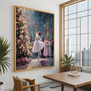 Nutcracker Ballet Scene Canvas Print – Elegant Christmas Wall Art Ready to Hang – Festive Dance Wall Decor for Living Room or Kids Room