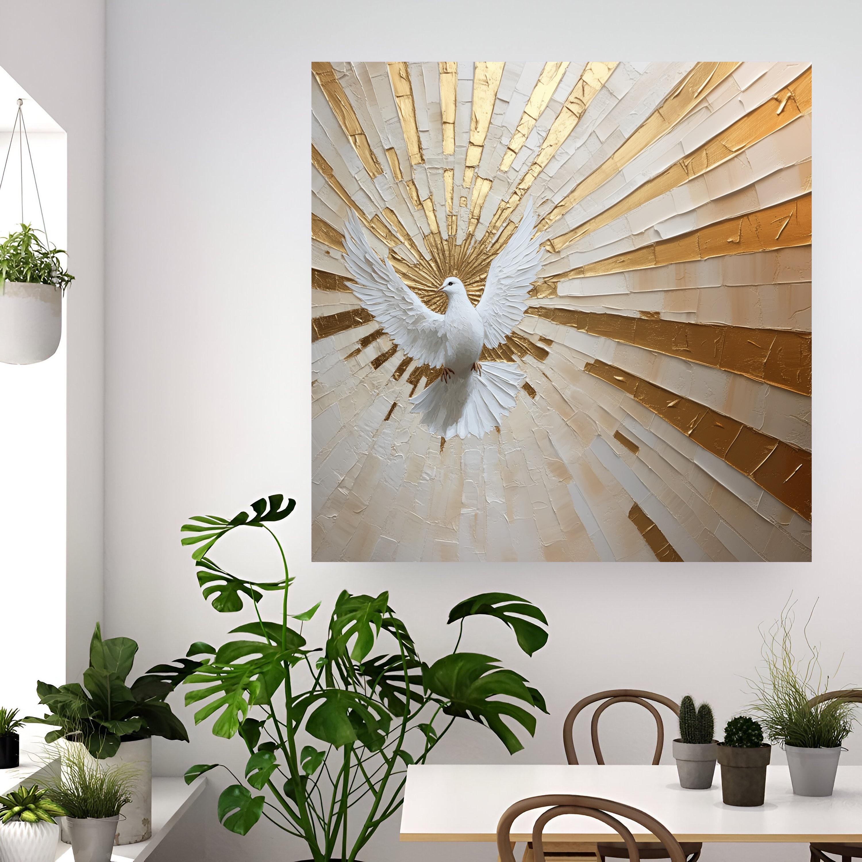 Holy Spirit Dove Canvas Print – Gold Religious Wall Art, Spiritual Wall ...