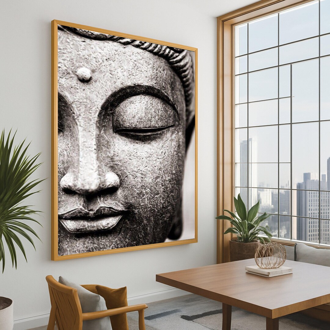 Tranquil Buddha Face Canvas, Zen Wall Art, Meditation Room Decor ...