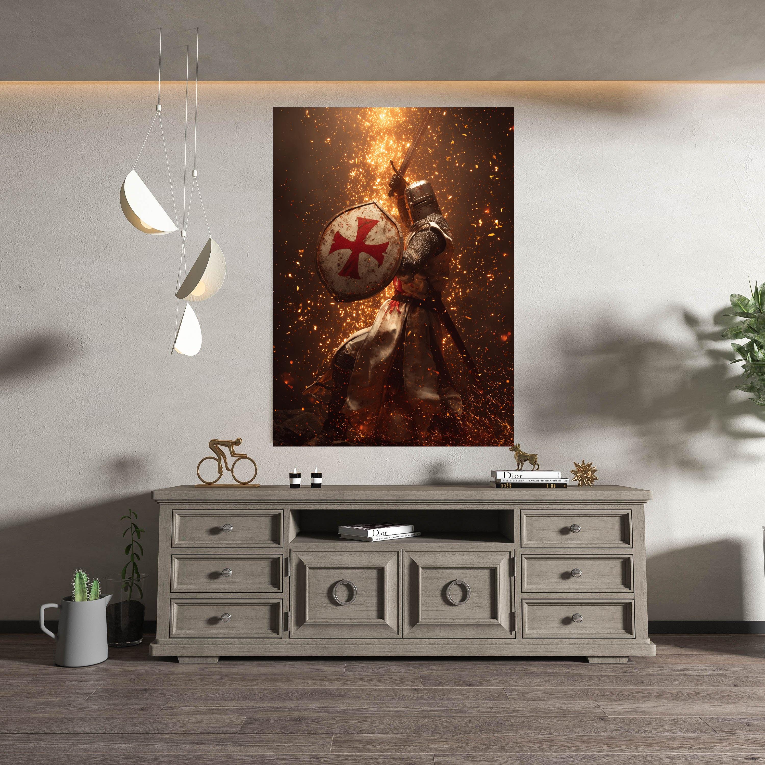 Medieval Knight in Battle Canvas Print – Armored Warrior Wall Decor ...