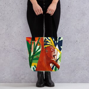 Stoffen tas, stoffen tas met aap, orang-oetan