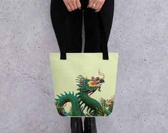 Stoffbeutel | Stofftasche mit Drache | Element Holz