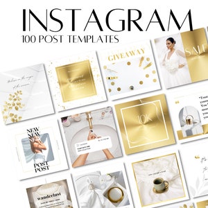 100 Instagram Post Templates | White and Gold | Canva Instagram ...
