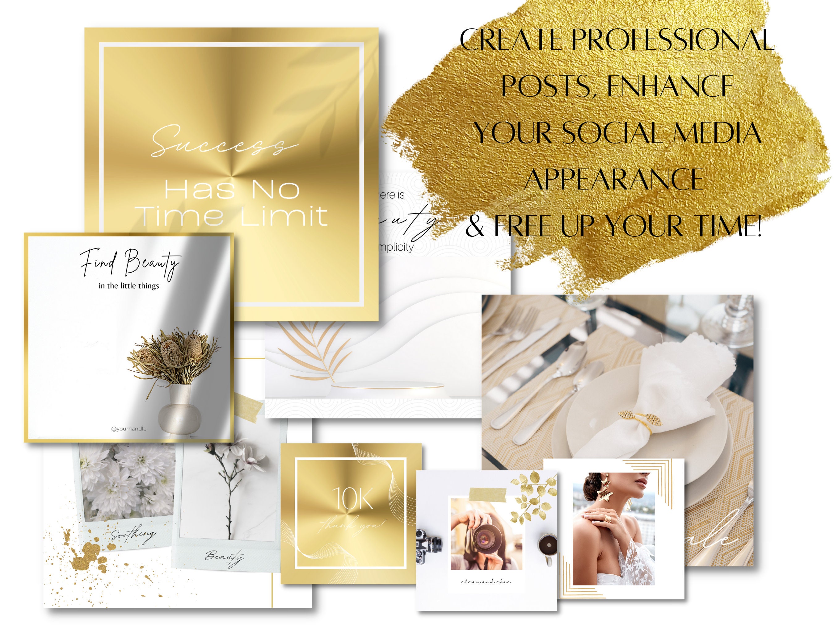 100 Instagram Post Templates | White and Gold | Canva Instagram ...