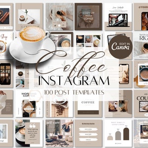 100 Instagram Post Templates | Coffee/Brown | Canva Instagram Templates | Engagement Booster | Editable Social Media Templates