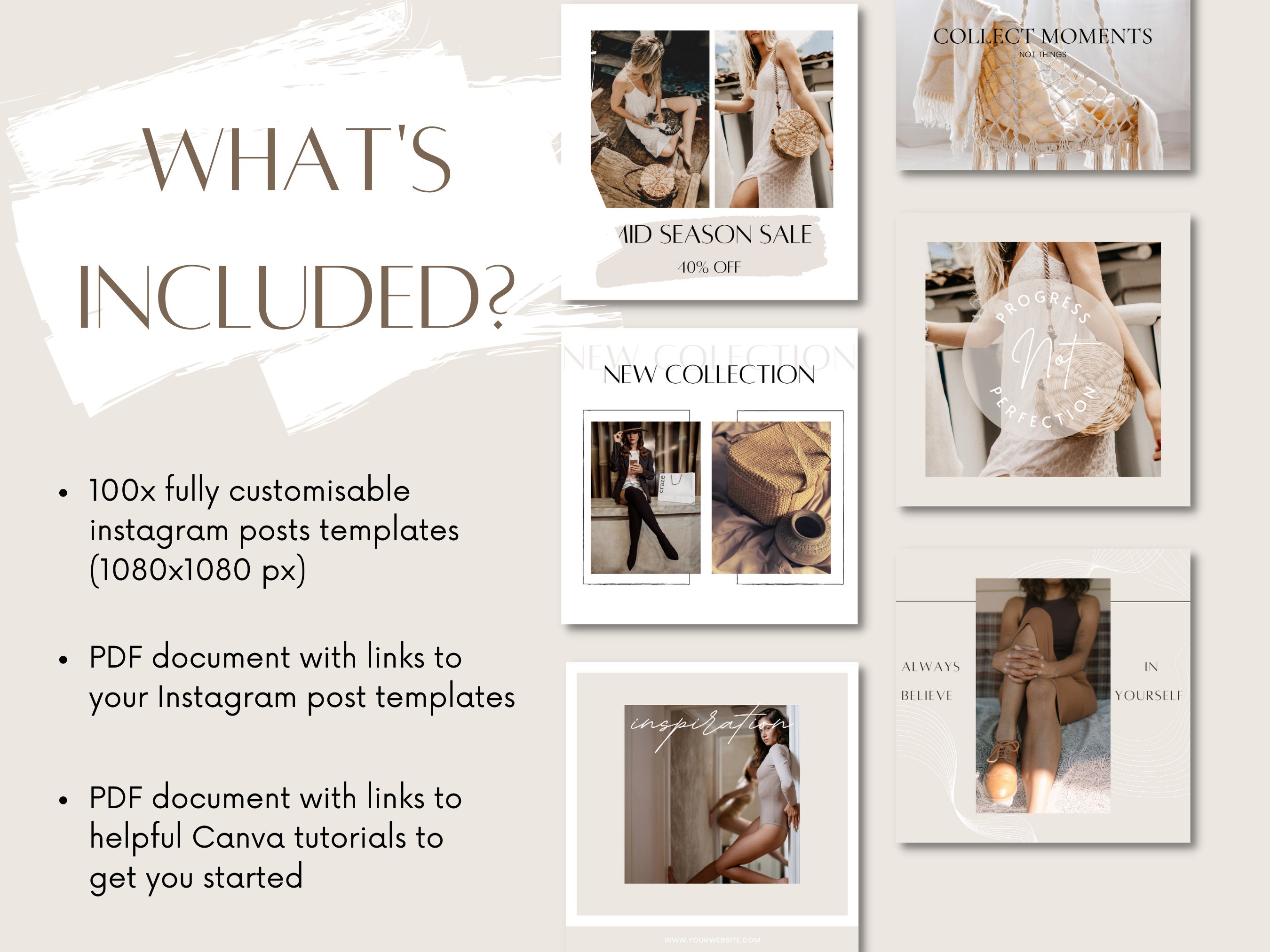 100 Instagram Post Templates | Bohemian Chic | BOHO | Canva Instagram ...