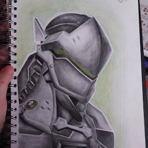 Overwatch Genji A4 Pencil drawing