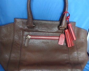 Coach Pebbled Leather Brown Tote Bag