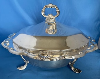 FB Rogers Silver Plate Footed Round Casserole Dish with Lid
