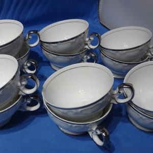 Harmony House Silver Sonata Fine China Tea Cups Japan