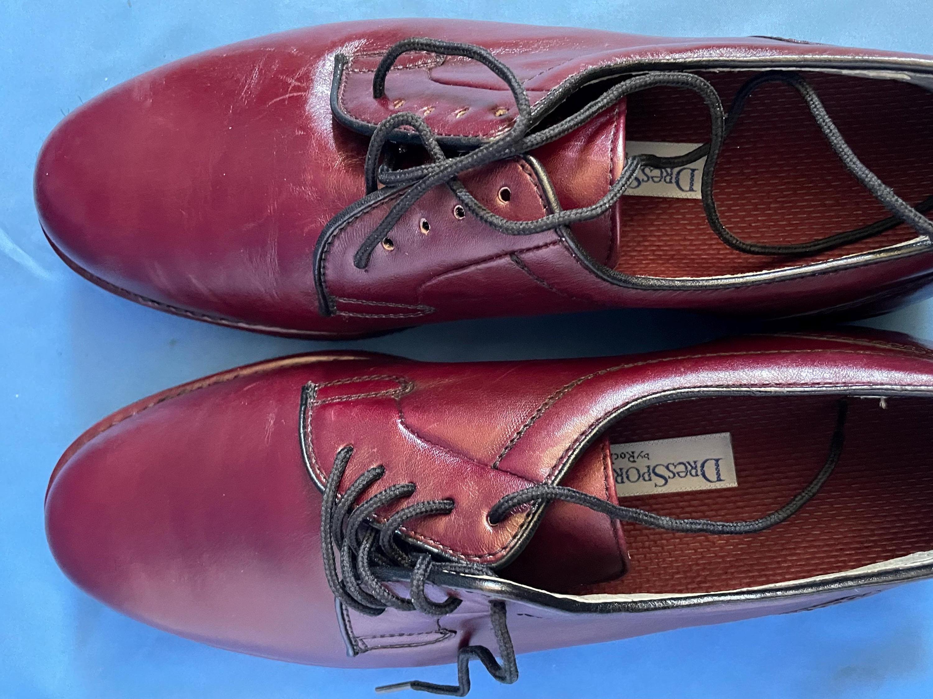 Vintage Mens 8.5 W DresSports Rockport Maroon Leather Oxford Dress Shoes Classic Men main image 3