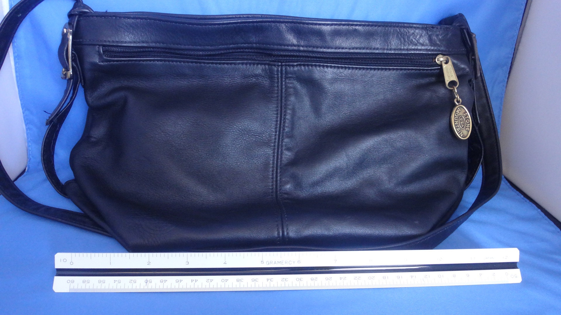 Stone Mountain Black Leather Handbag Shoulder Bag Purse - $28 - From The