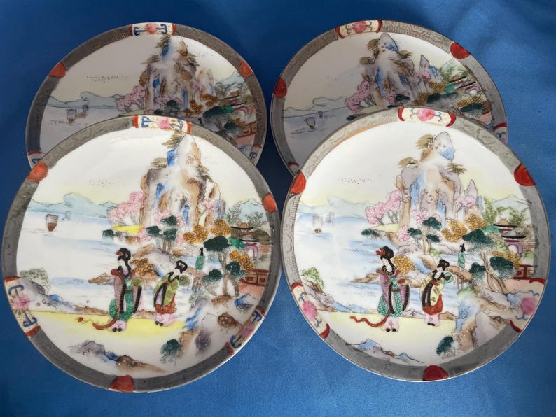 Royal Kaga Nippon Geisha Girls in Kimonos River Scene Display Plates - Etsy