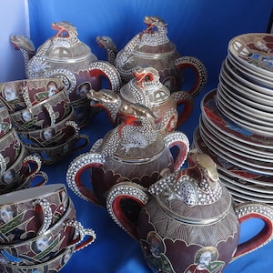 Japanese Moriage Dragon Ware Tea Coffee Set