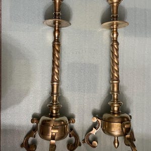 Vintage Extra Tall Bronze Candlestick Holders