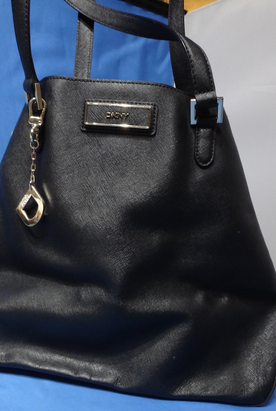 DKNY Large Black Leather Handbag Etsy