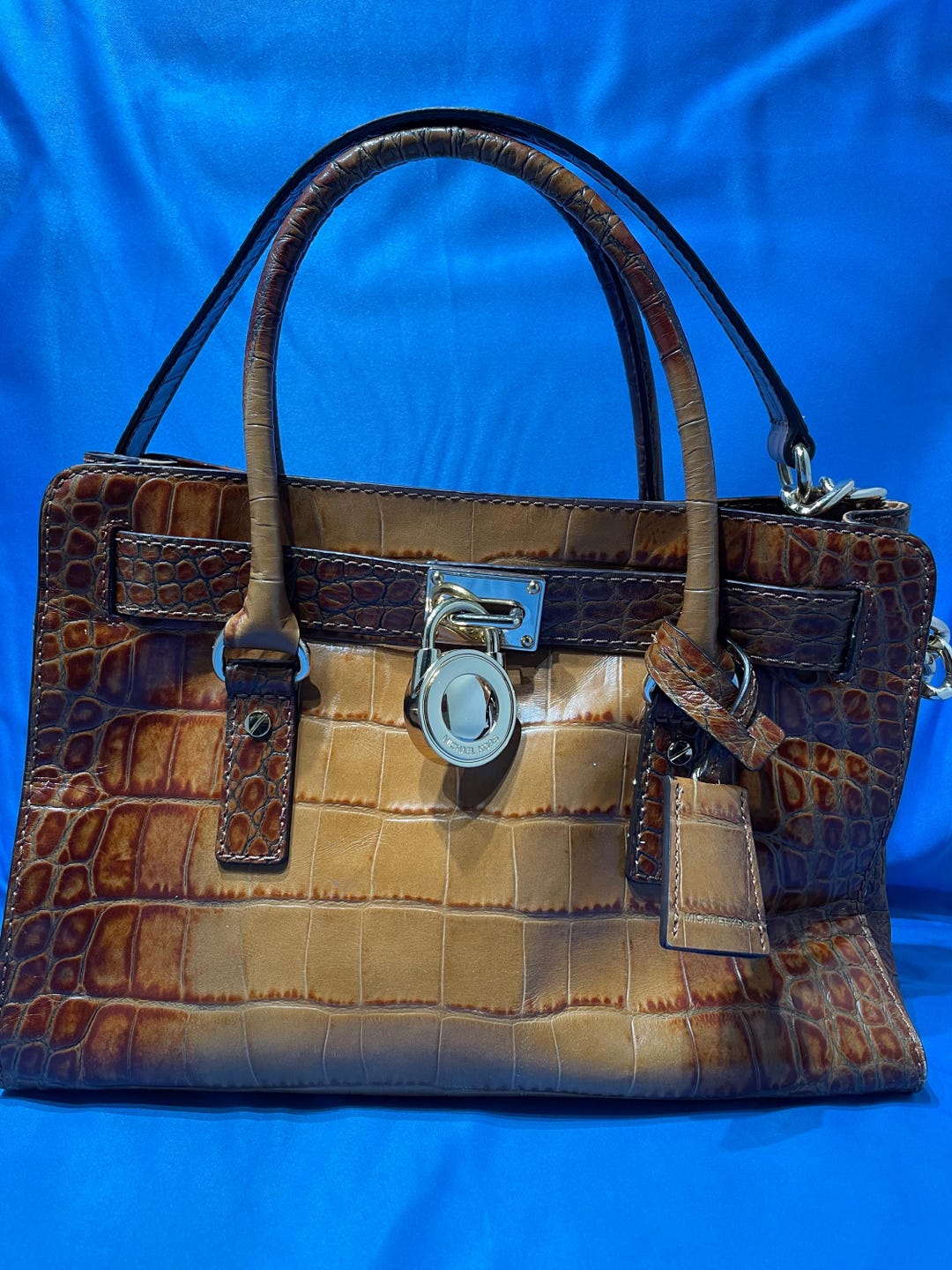 Michael Kors Hamilton Tumbled Embossed Crocodile Leather Bag