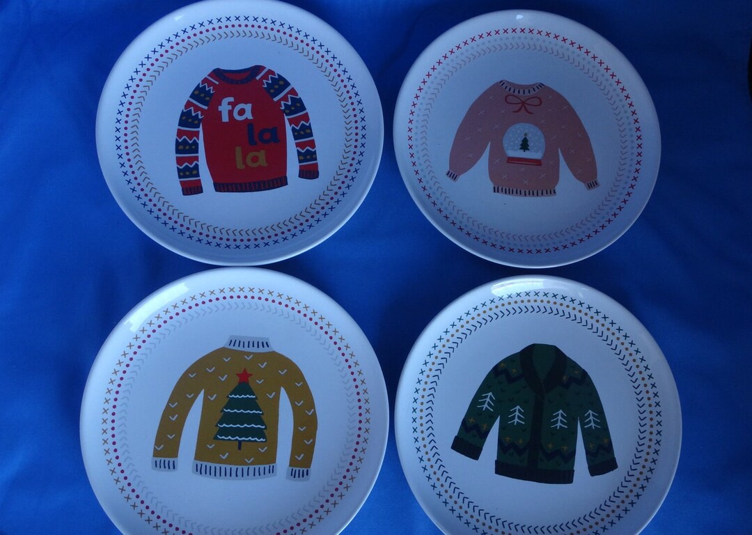 Danica Jubilee Ugly Christmas Sweater Appetizer Plates Set of Etsy