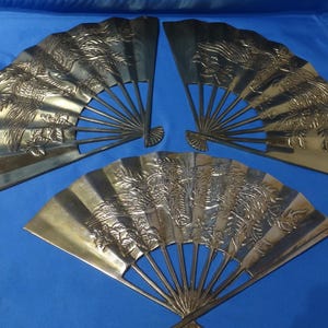 Oriental Phoenix Brass Display Fans