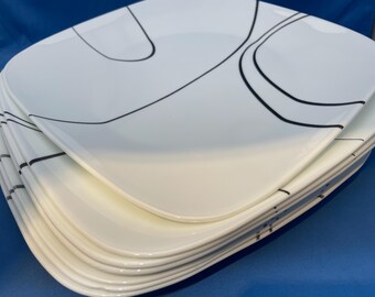 Corelle Simple Lines White and Black Vitrelle Plates