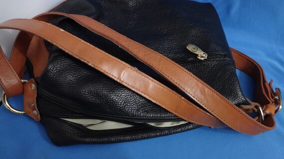 Valentina Black and Brown Shoulder Bucket Bag Made in Italy  display picture 1