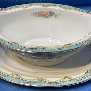 Noritake Rutland Aqua Floral Gravy Boat
