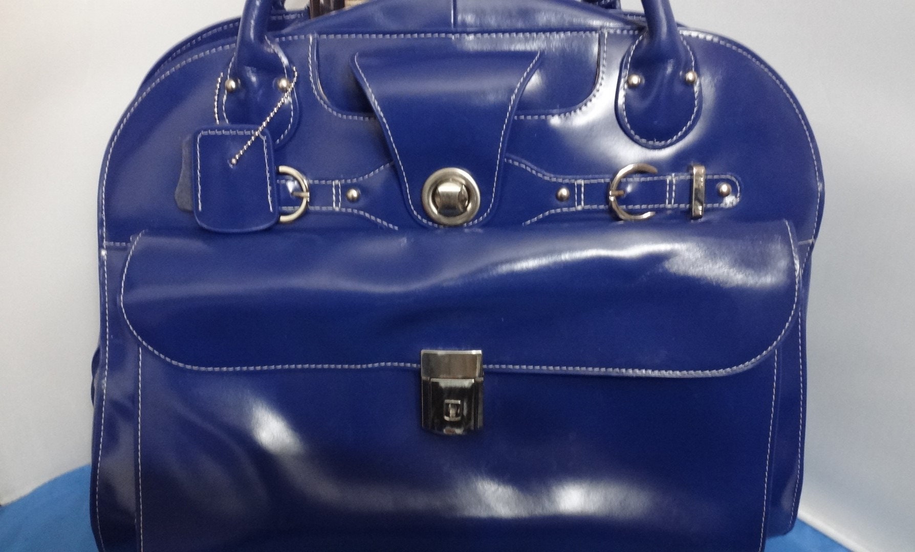 Mcklein Women s Wheeled Navy Blue Laptop Briefcase Etsy