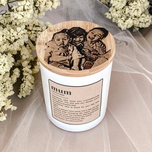 Candle with custom label & engraved lid, personalized gift for Mum image 5