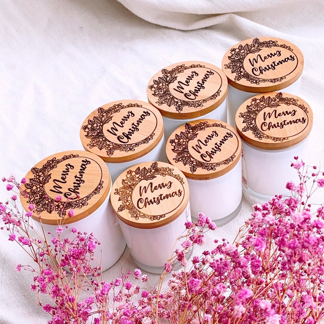 Personalized Handmade Christmas Candle With Wood Engraved/secret Santa