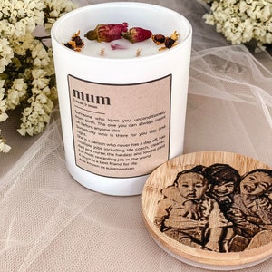 Candle with custom label & engraved lid, personalized gift for Mum image 4