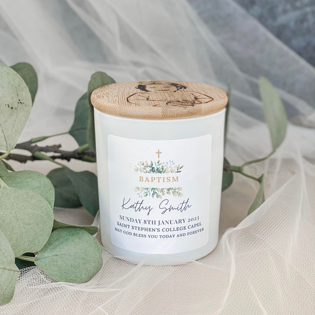 Personalized Scented Baptism Candle, Christening Candle Gift
