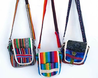 Handmade Crossbody Boho Bag Rainbow Passport Bag Messenger Bag Hippie Shoulder Multi Satchel