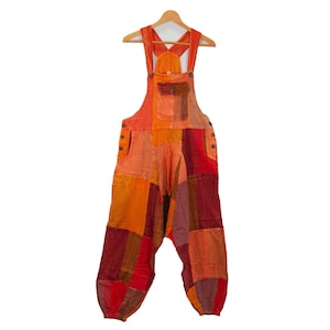Overalls Handmade Red Patch Festival Dungarees Hippie Stonewashed Summer Bohemian