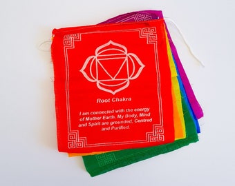 7 Chakra Tibetan Prayer Flags Handmade Buddhist Religious Spiritual Colourful Boho