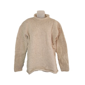 Woollen Handknitted Jumper Pullover Hippie Mens Winter Handmade Boho Hippie Festival Ethnic Offwhite Cream