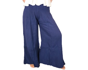 Wide Leg Pants Womens Palazzo Trousers Loose Boho Bohemian Hippie Cotton