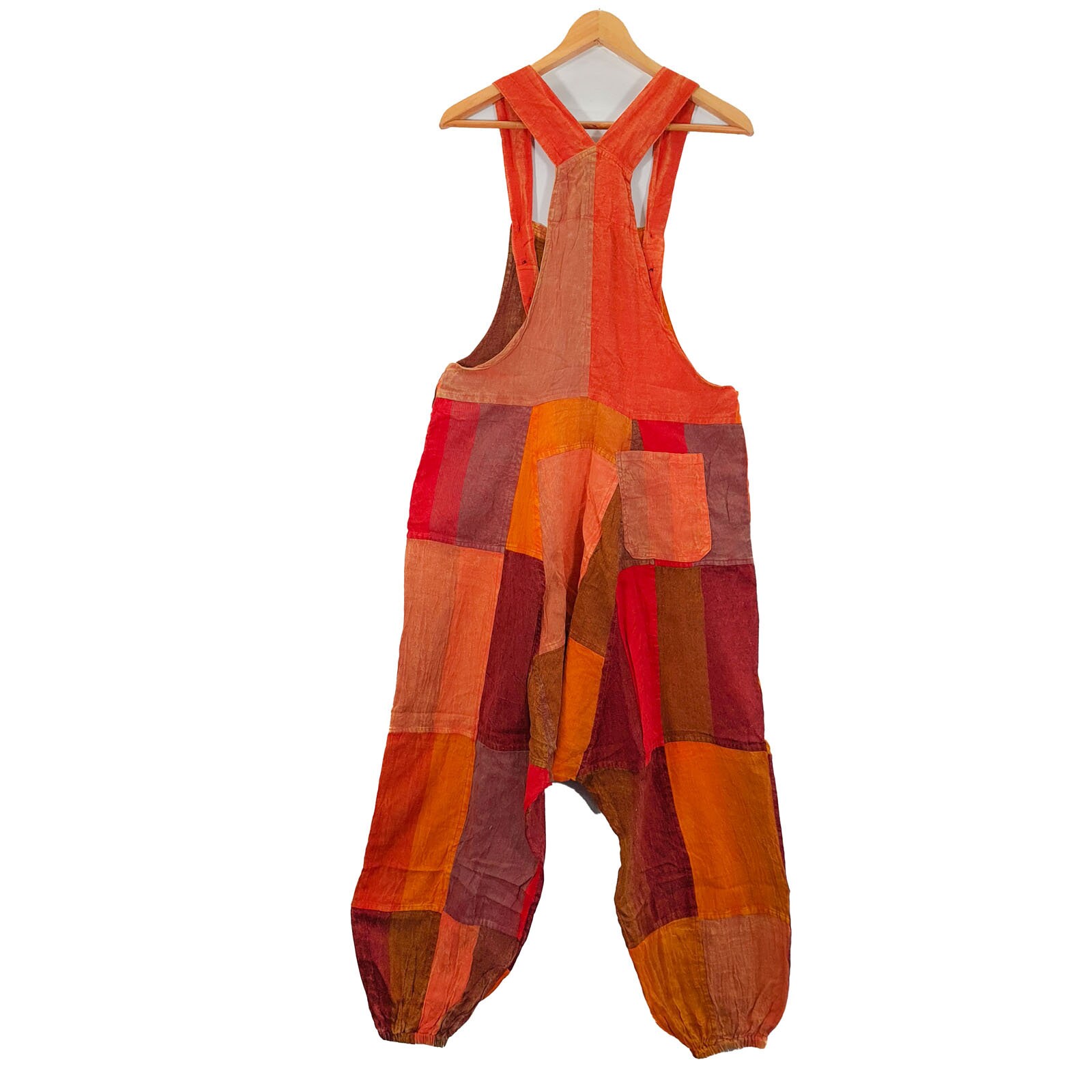 Overalls Handmade Orange Red Patch Festival Dungarees Hippie Etsy