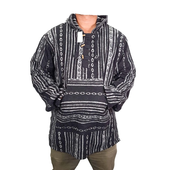 HimalayanHippies Mens Hoodie Handmade Bohemian Hippie Cotton Boho Baja Nepal Tibet Mexican Winter Warm Jacket Hippy Pullover