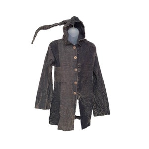 Women Pixie Hood Jacket Handmade Hippie Hoodie Black Festival Ladies Long Jacket Coat Full Sleeved Ethnic Hippy Tops