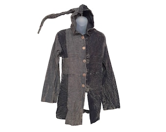 Handmade Cotton Pixie Hood Jacket, Women's Hippie Festival Coat
