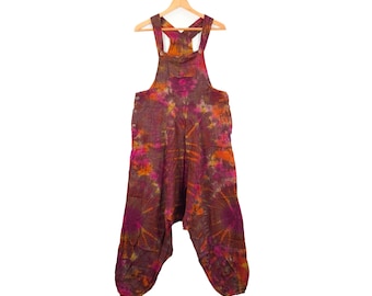 Overalls Handmade Tie Dye Brown Orange Festival Dungarees Hippie Summer Bohemian