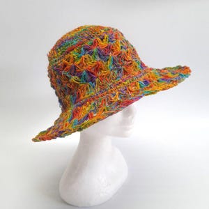 Hemp Cotton Sun Hat Rainbow Handmade Boho Hippie Natural Lightweight Organic Sustainable
