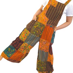 Overalls Handmade Mushroom Patch Festival Dungarees Hippie Stonewashed Summer Bohemian