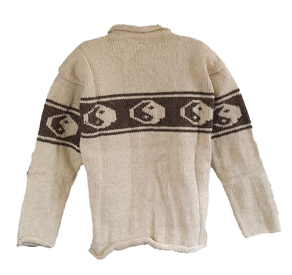 Wollen yin yang trui trui hippie heren handgebreid boho hippie festival etnisch gebroken wit creme Etsy Belgie