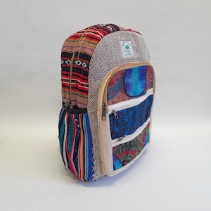 Sac à Dos Fait Main Voyage Chanvre Hippie Chanvre Cartable Multicolore Festival Népal