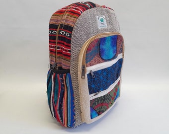 Handgemaakte Rugzak Reis Hennep Hippie Hennep Schooltas Veelkleurig Festival Nepal