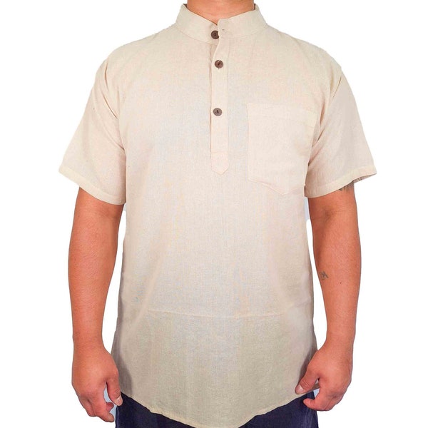 Mens Kurta Pajama Short Sleeve Plain T Shirt Sleeve Indian Hippie Ethnic Traditional