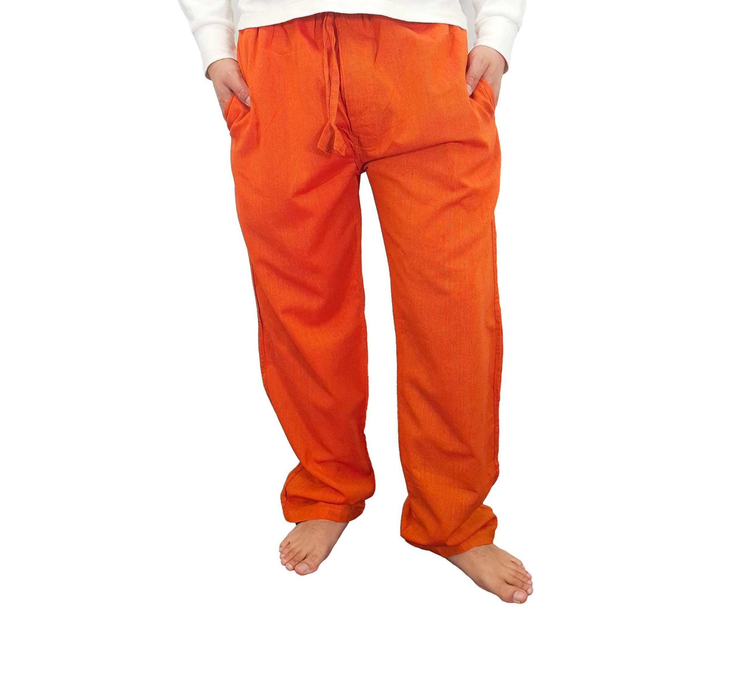 orange flowy pants